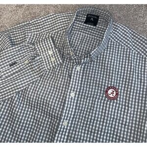 NCAA University Of Alabama Crimson Tide Check Plaid Button Down Shirt Men's L